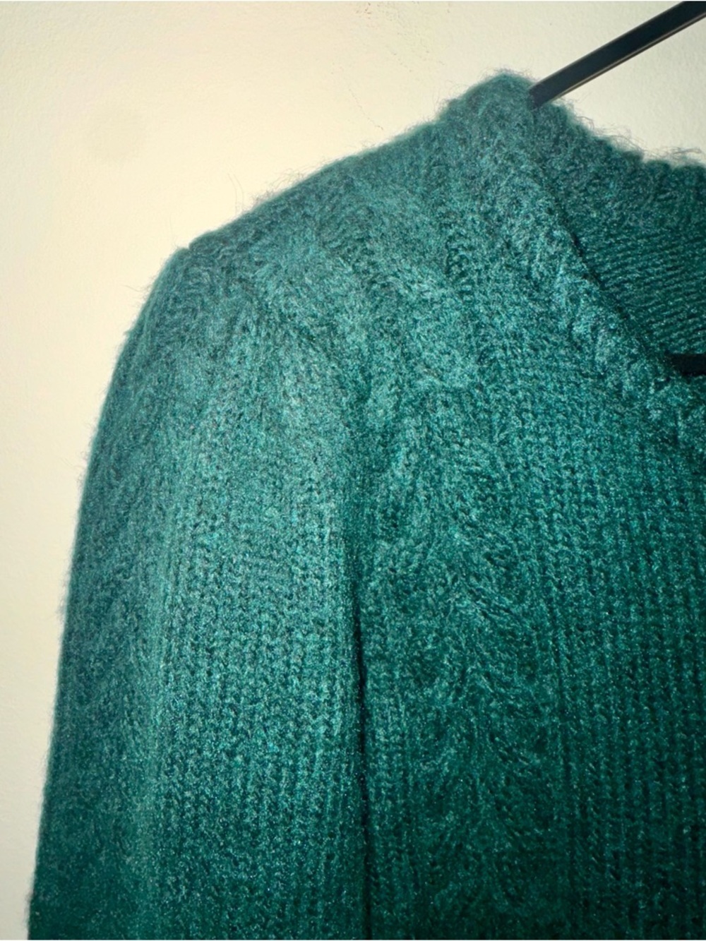 NWT Joie Emerald Green Cable Knit Cardigan with Gold Buttons - Picture 8 of 11